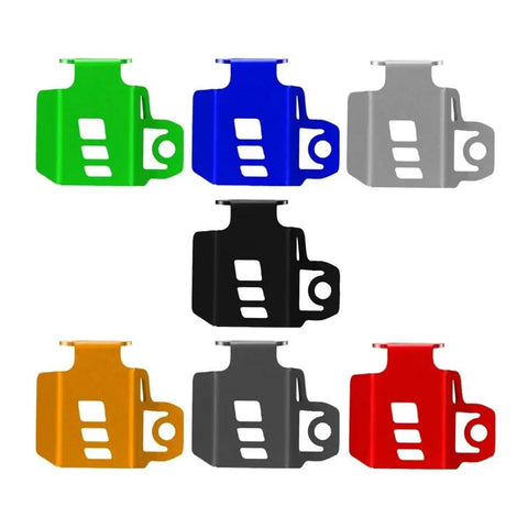 Various colored Rugged Rear Brake Fluid Reservoir Guard for Pan America 1250S Motorcycle, durable oil tank cover protector.