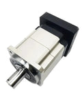Rock Solid Helical Planetary Gear Reducer For Nema 17 23 34 Stepper Motor At 50 To 1 Ratio showing compact aluminum design and steel input shaft.