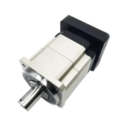 Rock Solid Helical Planetary Gear Reducer For Nema 17 23 34 Stepper Motor At 50 To 1 Ratio showing compact aluminum design and steel input shaft.