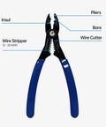 4-In-1 Electrician Pliers Set With Wire Cutter, Stripper, Crimper, And Gripper For 12-20 AWG, ergonomic non-slip handles, diagram view