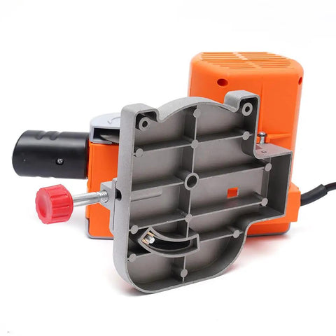 Rear view of Compact 45 Degree Mini Benchtop Cut Off Saw For Wood Metal And Plastic With Clamping Tool Adjustable Cutting Angle