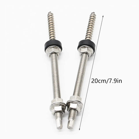 Built Tough Stainless Steel Hanger Bolts For Solar Panel Mounting On Corrugated Metal Roofs Sets Of Four Height Adjustable, 20cm bolts
