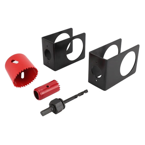 Top Tier Door Entry Lock Installation Kit With Precision Guide Template And Hole Saw Tools Fits 1 3/8 To 1 3/4 Inch Wood Doors For Mess Free Cutouts Every Time, black and red drill guide kit