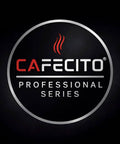 Cafecito Professional Series logo with red and white text on black background, featuring steam graphic above the name.