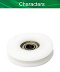 Round Groove White Nylon Pulley Wheel With 608Z Bearing For 4.8mm Rope 8x50x12mm Easy Pull Slick Low Noise Motion For Slide Gates Drawers Gym Equipment