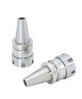 Heavy Duty Nbt30 Tool Holder With Er11 Er16 Er20 Er25 Er32 Collets And Precision 0.002 Accuracy For Router Bits And Milling Cutters No Keyway Design, two silver tool holders stacked.