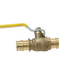 Workhorse Pex A Ball Valve With Drain Three Quarter Inch for Plumbing Systems, side view showing yellow handle