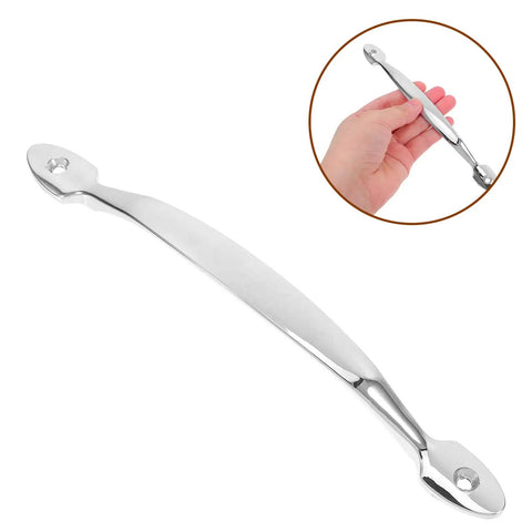 Two Pack Zinc Alloy Closet Door Handles Vintage Cabinet Pulls For Kitchen Wardrobe Cupboard Doors With 128mm Hole Spacing Surface Mounted Installation Easy Grip Double Handles Furniture Drawer Hardware, shown separately and in hand.