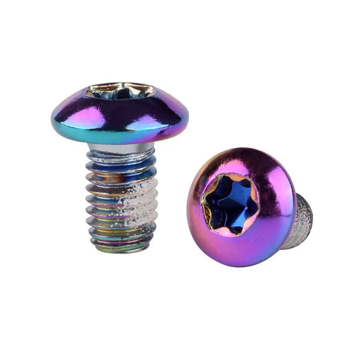 12Pcs M5x10mm Disc Brake Rotor Bolts For MTB Torx T25 Screws Rainbow Finish High Strength Alloy Steel Lightweight