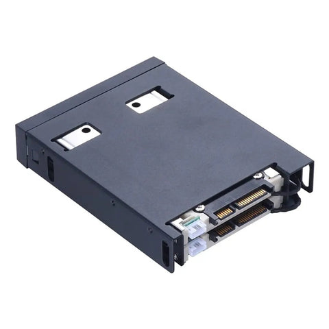 Dual Bay 2.5 Inch Sata Iii Hard Drive Hdd And Ssd Tray Caddy Internal Hot Swap Enclosure with black casing and drive slots.