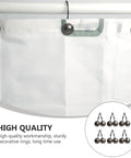 12 Pack Vintage Metal Shower Curtain Hooks With Round Glide Rings for Easy Hanging shown on a curtain rod.