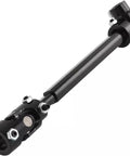 Steering shaft, steel, black finish, with dual universal joints and mounting clamps.