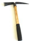 Forged Extra Thick Steel Weeding Hoe And Pick Mattock, Prospector Adze Style Handheld Digging Tool, Black Blade, 13.75 Inch Length