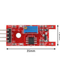 Linear Hall Effect Sensor Module With Analog Output For Magnetic Field Detection Ideal For Arduino Raspberry Pi And DIY Electronics Projects Real Time Magnetic Sensing For Precise Readouts, showing a red circuit board measuring 35mm by 15mm.