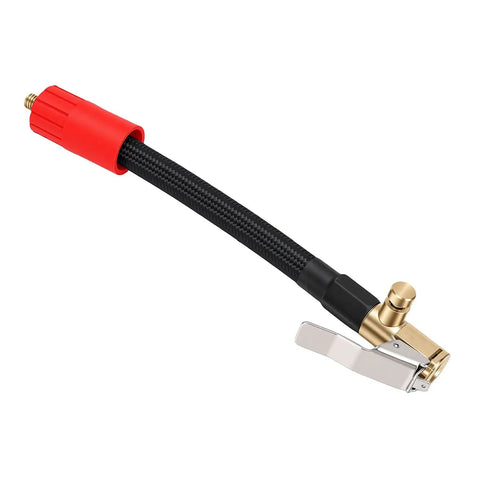 16 Cm Heavy Gauge Tire Inflator Extension Hose With M6 Quick Connect Air Chuck designed for easy tire inflation past tight spokes.