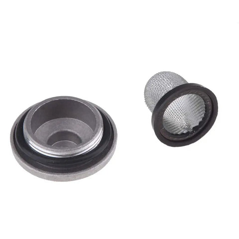 Premium Gy6 Oil Drain Plug Kit Featuring Durable Aluminum Screw With Rubber O-Ring Seal And Metal Filter Mesh For Leak-Free Scooter Maintenance And Smooth Engine Performance, aluminum drain plug and mesh filter