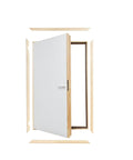 Pro Grade Solid Pine Wall Access Door With Boss Level Thermal Insulation And Crisp White Finish, fully assembled, left or right swing.