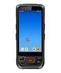 Kickass Rugged Terminal With 5 Inch Gorilla Glass And Snappy 2d Barcode Scanner Made For Zero Fuss Warehouse Scanning On Android 12 With NFC, front view with screen display.