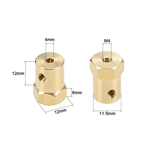 4mm Hex Brass Shaft Coupler For RC Motors And Model Shafts Flexible Connector For Car Wheels And Tires Durable Hex Coupling For 4mm Shafts Pack Of 8 Great For Hobbyists And Pros Alike, brass coupler with 4mm and M4 openings