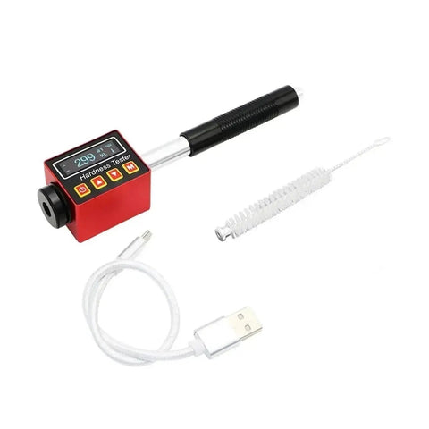 Built Tough Portable Pen Type Digital Leeb Hardness Tester with USB charger and cleaning brush for precise readings.