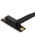 Top Shelf Pci Express 1x Extension Cable Featuring Genuine Gold Fingers and Ultra Slim Flex Design close-up image showing black connector.