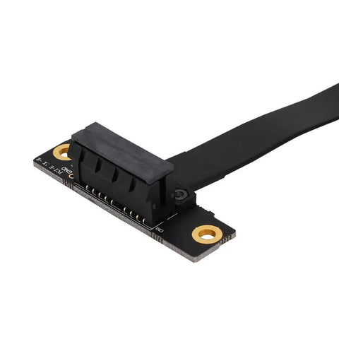 Top Shelf Pci Express 1x Extension Cable Featuring Genuine Gold Fingers and Ultra Slim Flex Design close-up image showing black connector.