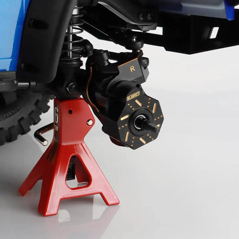 Beefed Up Brass Front And Rear Portal Housings For 1/10 TRX4 TRX6 RC Crawler attached to suspension