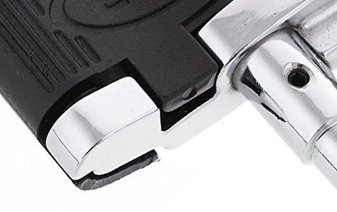 Close-up of Torque Key For Drums With Magnetic Head, Adjustable Tension, And Ergonomic Handle in metallic and black material.