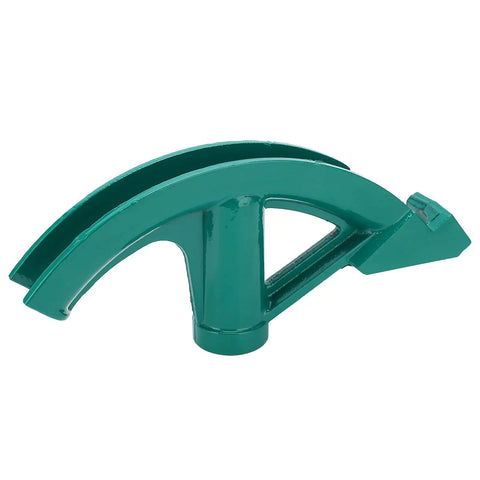 Super Badass Lightweight One Inch Water Wire Pipe Bender For Steel Copper Aluminum Home Shop Hand Tube Bending Tool That Handles Heavy Duty Work With Zero Sweat, angled view, green metal design.
