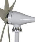 1200W Wind Turbine Generator Kit With 5 Blade Design And Controller, 12V Wind Power System For Home, Farm, RV Or Boat, Starts At 2.5 Mps And Delivers Off Grid Ready Renewable Energy, close-up side view showing blades and base mount.