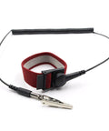 ESD Safe Anti Static Wrist Strap With Grounding Wire Adjustable Coiled Cord Heavy Duty Pro Grade Wristband shown on white background