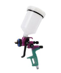Straight Up Pro HVLP Spray Gun With Six Hundred Ml Cup And One Point Three Mm Nozzle For Dang Smooth Art Furniture Paint Projects And Zero Overspray Hassle Daily, side view showing 600ml cup.