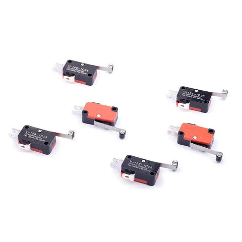 Six Pack Micro Limit Switch V-156-1C25 Long Hinge Roller Momentary SPDT Snap Action for Arduino projects and DIY control circuits