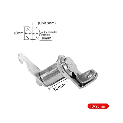 Durable Cabinet Cam Lock With Padlock Compatibility For Lockers And File Cabinets Zinc Alloy Construction 16mm diameter