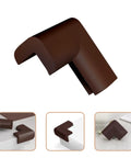 12 Pieces Furniture Corner Guards No Slip Anti Collision Edge Protectors with NBR Material, brown color, on table edge