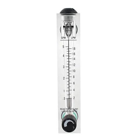 Panel Type Water Flow Meter With Adjustable Knob 0.5-5 GPM And 2-18 LPM For Plumbing Systems, clear display, vertical view.
