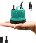 Submersible Water Pump With Handle For Pond, Aquarium, Hydroponics And Fountains, Ultra Quiet Circulation Pump, Green, shown in hand