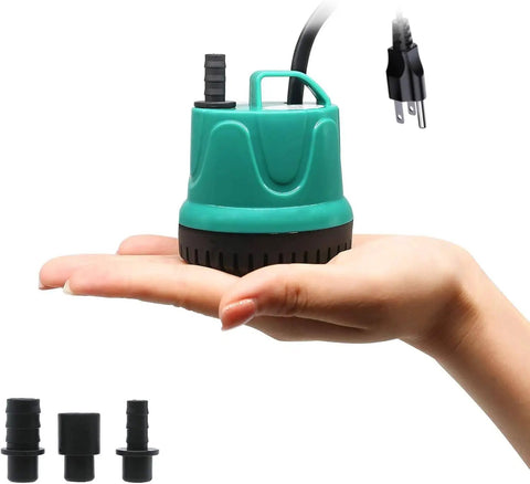 Submersible Water Pump With Handle For Pond, Aquarium, Hydroponics And Fountains, Ultra Quiet Circulation Pump, Green, shown in hand