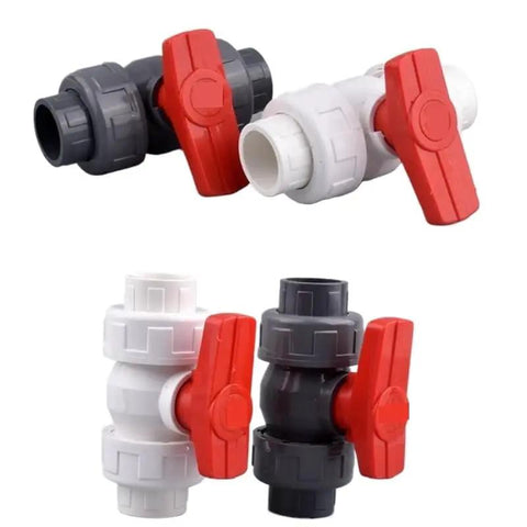15 Pack White Hose Connectors With Double Union Ball Valve Red Valve For Garden Yard Irrigation System Water Pipe Fittings Inner Diameter 63mm Heavy Duty Outdoor Gear, white and black PVC valves