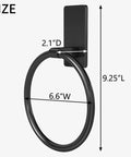 Adhesive Towel Ring For Bathroom No Drilling Install Easy Mount Hand Towel Holder Stainless Steel Aluminum Rustproof Large Base 1.96 By 3.94 Inches Ideal For Home And RV with size dimensions displayed