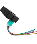 Side view of 4 Pin DC CDI Box with square plug and colorful wires for 50cc-300cc ATVs, scooters, dirt bikes, and go-karts.