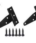 Eight Pieces Four Inch Galvanized T Shaped Hinge Set Including Triangular Hinge Slotted Bearing For Doors Iron Construction With Screws