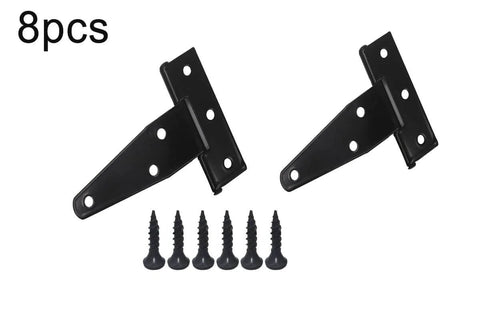Eight Pieces Four Inch Galvanized T Shaped Hinge Set Including Triangular Hinge Slotted Bearing For Doors Iron Construction With Screws