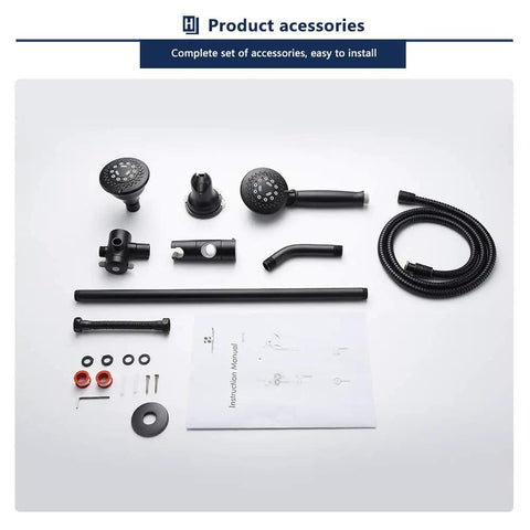 Oil Rubbed Bronze 2 In 1 Shower Head Set With Liftable Handheld 5 Functions Dual Shower Heads 60 Inch Stainless Steel