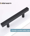 30 Pack Matte Black Cabinet Pulls 3 Inch T Bar Drawer Handles For Your Kitchen Cabinets And Cupboards Built To Last Durable Stainless Steel Construction 5 Inch Overall Length Square Bar Half Inch Rust Resistant Hardware with chamfer rounded safety design