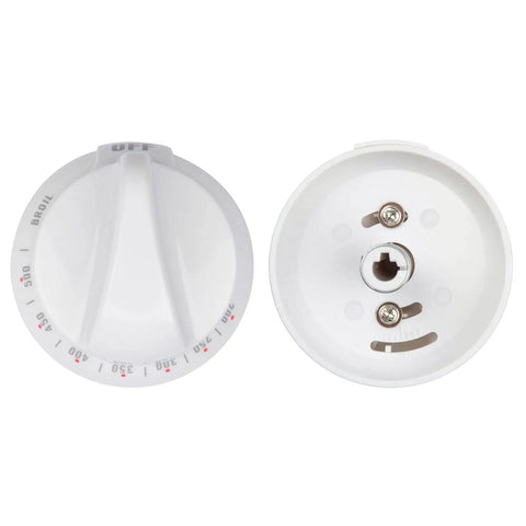 Thermostat Oven Knob Replacement For GE And Hotpoint Range Ovens White Control Knob Fits WB03K10036 dual view front and back