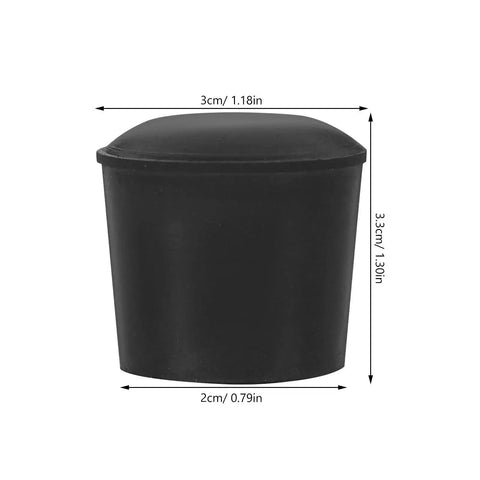 Black rubber foot cap showing measurements, part of Anti Slip Rubber Feet for Furniture 8 Pack Thickened Grippy Floor Protectors No Slip Leg Caps.