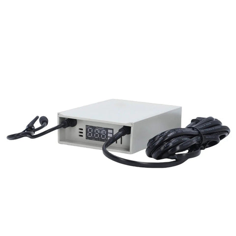 No Sweat 12V UPS Battery Backup With 3600mAh Capacity And All Weather Armor showing front view with output ports and display.