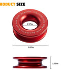 Heavy Duty Aluminum Winch Snatch Block Recovery Ring for ATV UTV SUV Trucks, Universal Towing Ring and Pulley System Accessory, Durable Aluminum Alloy, Built Tough for Real Off Road Recoveries, Red, 3.85in x 1.18in with 1.57in center hole