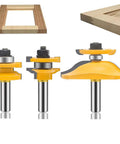 1/2 Inch Shank Router Bit Set For Cabinet Doors Featuring Round Over Ogee Raised Panel Rail And Stile Bits